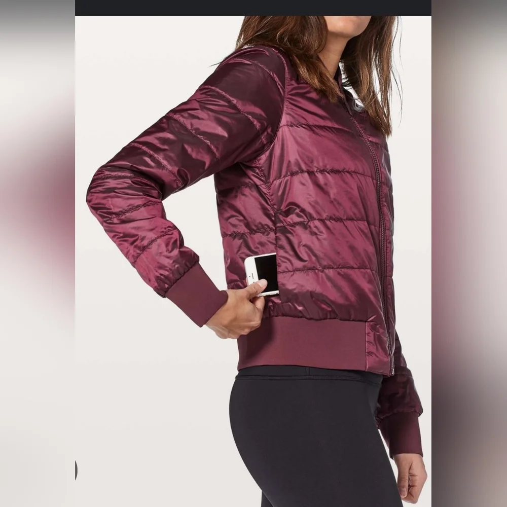 Lululemon Non-Stop Bomber Reversible Redwood/So Merlot Size 4 - Picture 2 of 10